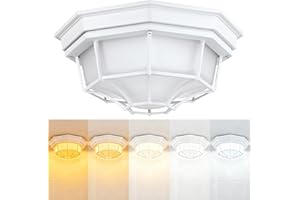 10.5” White LED Close to Ceiling Light for Basement Garage Light Octagonal White Mid-Century Modern Overhead Lights LED 2700K