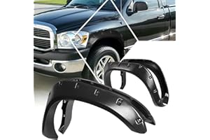 PM PERFORMOTOR [4Pcs-Set] Pocket-Riveted Style Wheel Fender Flares Compatible with 02-09 Dodge Ram 1500-3500,Textured Black