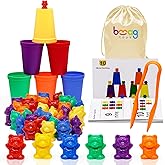Bmag Counting Bears with Matching Sorting Cups, Preschool Learning Toys Color Recognition and Math Learning Games, STEM Educa
