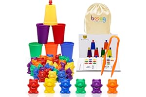 Bmag Counting Bears with Matching Sorting Cups, Preschool Learning Toys Color Recognition and Math Learning Games, STEM Educational Toy Gift for Kids Age 3 4 5 Year Old Boys Girls
