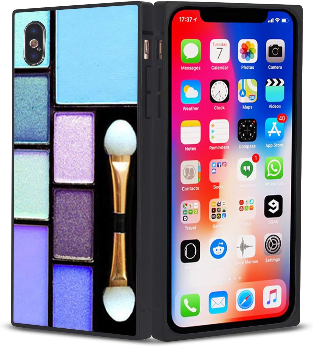Eyeshadow Palettes iPhone Xs Max case Protective Rectangle Phone Shockproof Black TPU Silicone case for iPhone Xs Max