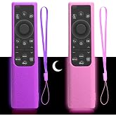 2 Pack Silicone Remote Cover for Samsung Smart TV Remote 2019&ndash;2026, Glow in The Dark Protective Case for Solar Cell Remote BN59-01357 BN59-01385 BN59-01265A, Anti-Slip (Purple &amp; Pink)