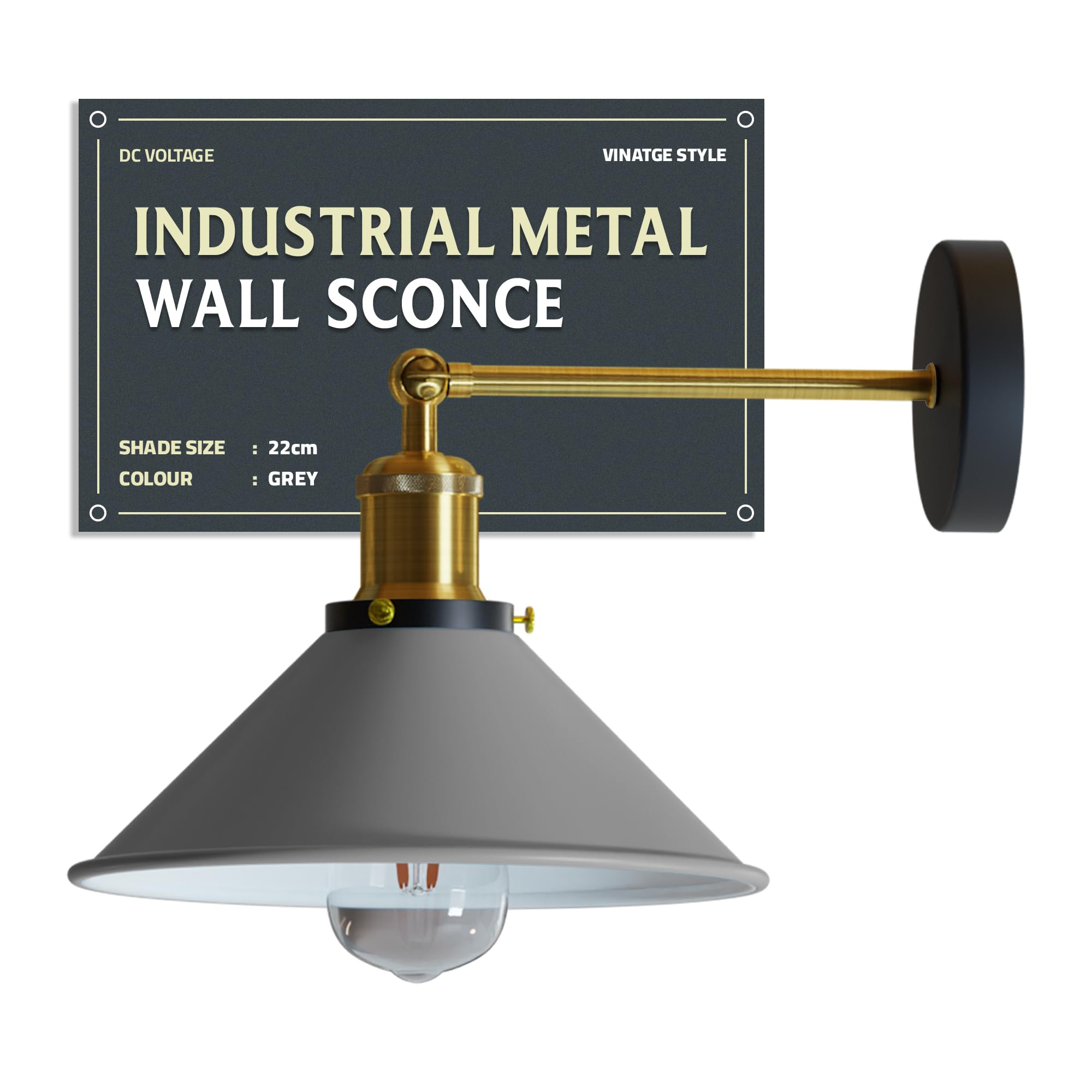 DC VOLTAGE Industrial Wall Light E27 Vintage Wall Sconce Lamp Fitting Fixtures with E27 Lamp Holder for Restaurant Bar Hotel Coffee Shop Decoration
