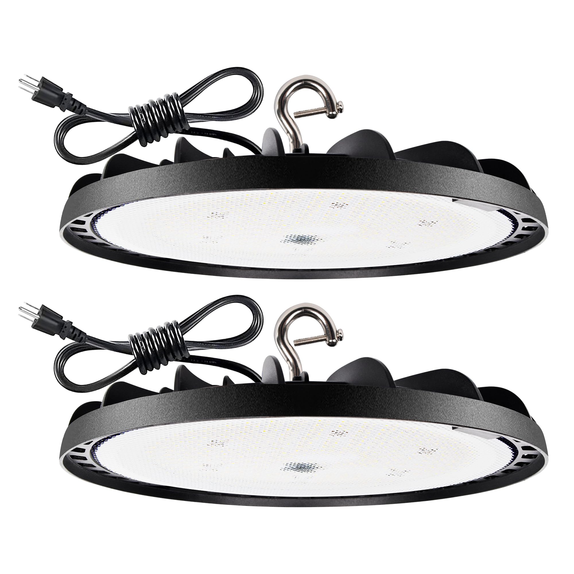 Photo 1 of 150W UFO LED High Bay Light, 20250lm 5000K Daylight UFO LED High Bay Shop Lights [450W MH/HPS Equiv.] 100-277V IP65 Waterproof Commercial Bay Lighting for Warehouse Workshop Factory Shop, 2 Pack