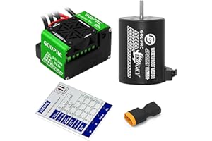 GOUP RC GOUPRC S3650 4300KV Brushless Motor 3.175mm Shaft with Upgrade 60A ESC Electric Speed Controller Combo Set with Programming Card for 1/10 RC Car Truck (4300KVMotor+60A Brushless+Car)