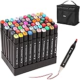 RBINITION 60 Colors Dual Tips Art Markers Set, Alcohol Based Markers Pens for Adult Kids Coloring Drawing Sketching Card Making Illustration