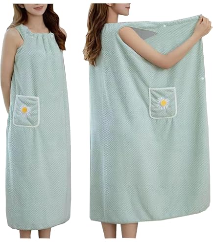 Peignoir De Bain Femme - Serviette Portable En Polaire Corail - 90x135cm - Séchage Rapide Avec Poche - Pour Spa, Voyage, Maison
