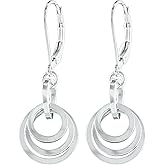 Lightweight Sterling Silver 925 Everyday Dangle Earrings for Women | Minimalist Circle Drop Earrings | Comfortable All-Day Wear Jewelry Gift for Her