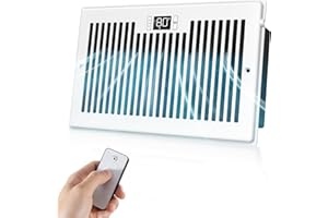BIOWIND Quiet Register Booster Fan Fits 6" x 10" Register Holes, 10-Speed Smart Heating Cooling AC Vent Fan with Remote Control and Thermostat Control - White
