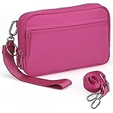 VONAL Wristlet Wallets for Women, RFID Wristlet Purse Built in Wallet, Small Nylon Crossbody Bags, Credit Card Holder