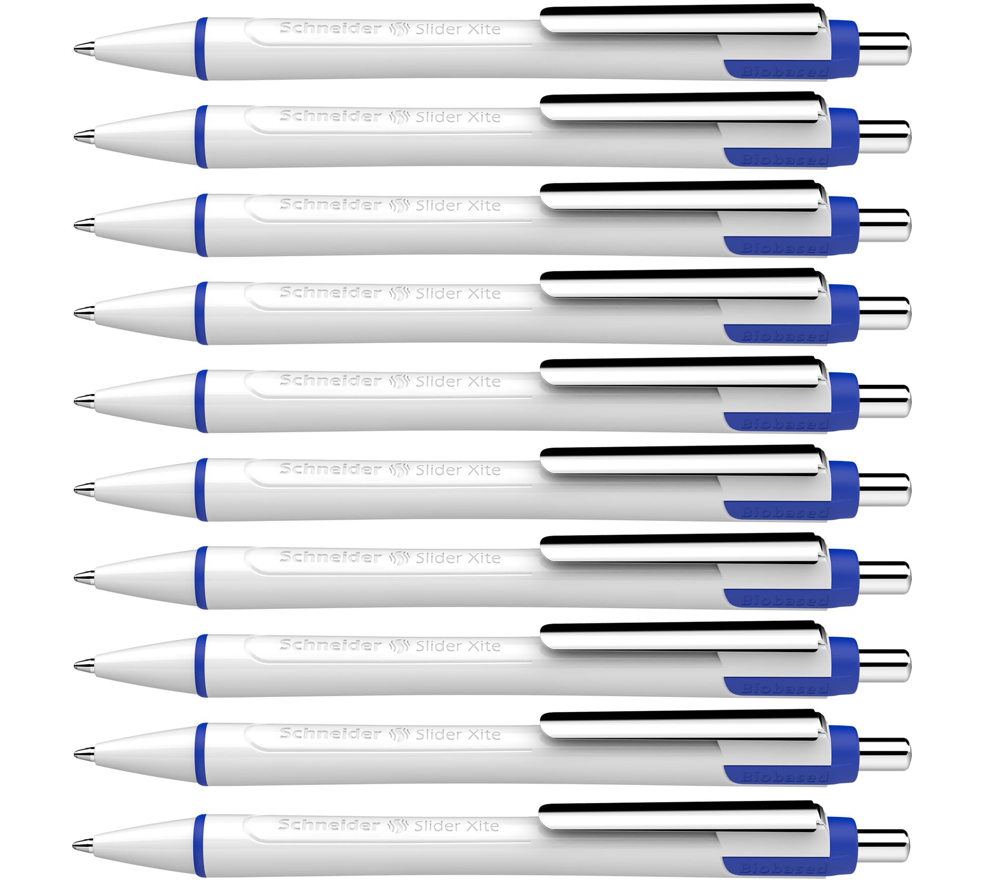Schneider Slider Xite 133203 Ballpoint Pen (Ballpoint with wear-Resistant Stainless Steel tip, Pack of 10, Made in Germany), Permanent, Blue Ink