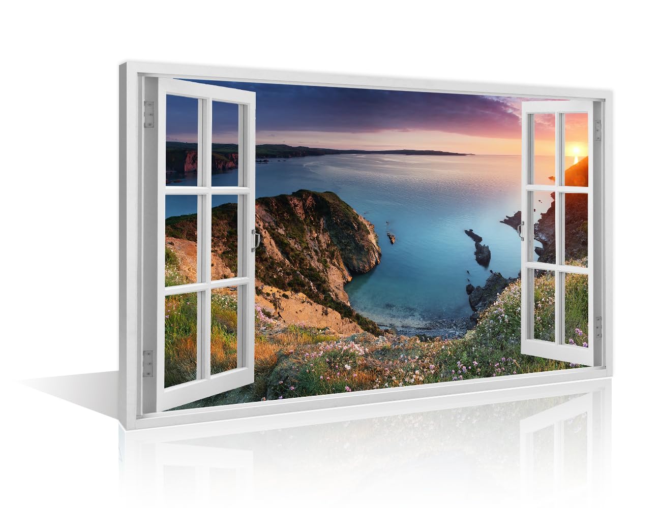 Wall Pictures for Living Room Pembrokeshire Coast Wall Paintings Canvas Wall Art 1 Panel Sunset Landscape Poster Printed on Canvas Modern Artwork for Home Walls Framed Ready to Hang (16''Wx 24''H)
