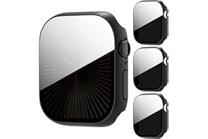 AIDOWU 3-Pack Privacy Case for Apple Watch Series 9 8 7 45mm, [Anti-Peeping] Ultra-Thin Tempered Glass Screen Protector Case Cover for iWatch 9/8/7 45mm