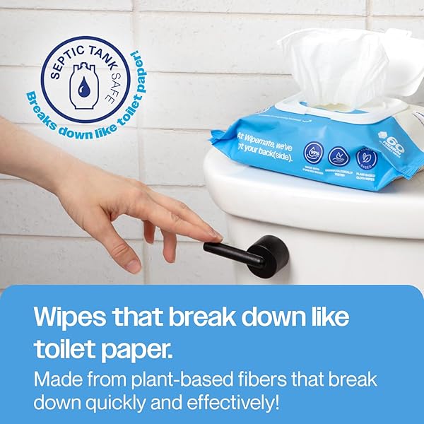 WIPEMATE ULTRA FLUSHABLE BUTT WIPES, SOOTHING VITAMIN E & ALOE, 99% WATER, UNSCENTED PREMIUM SUPER SOFT HYGIENE WIPES, SEPTIC & SEWER SAFE, 6 PREMIUM FLIP-TOP PACKS, 60 WIPES PER PACK (360) COUNT