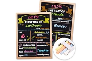 SKYDUE First & Last Day of School Board Sign,12"x 16" Wooden Framed Chalkboard Sign for Kids,1st Day of School Sign Double-Sided,Back to School Photo Prop Commemorate Supplies