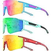 QALLY 3PACK Kids Sunglasses Youth Baseball Sunglasses for Boys Girls Age 4-14, Softball Cycling UV400 Protection Sports
