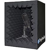 TroyStudio Portable Vocal Booth, Large Foldable Microphone Isolation Shield, Music Recording Studio Sound Echo Absorbing Box, Desk &amp; Stand Use Reflection Filter with Thickened Dense Acoustic Foam