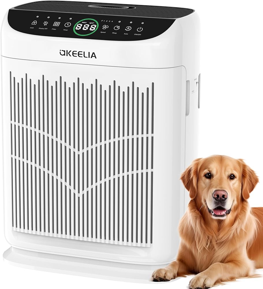 Air Purifiers for Home Large Room Up to 3000 Ft² with Washable Filters,AKEELIA HEPA Double-Sided Air Purifier with PM2.5 Air