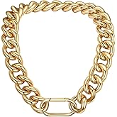 Chunky Gold Necklace for Women, 14K Gold Cuban Chain with Oval Spring Ring, 13MM/16MM/23MM 14K Gold Plated Womens Gold Chain Necklace Hip Pop Trendy Jewlry Gifts