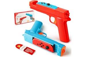 KOEBSHPE Gun Controller Compatible with Nintendo Switch/Switch OLED Joy-Con, Shooting Gun Controller for Switch, Gun Controller for Nintendo Switch Hunting Games, Gun Grip for Joy-Con(Blue + Red)