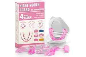 BOKZEN 4 Pack Pink Night Guard for Women Teeth Grinding, Medium Size, Moldable Dental Guard for Teenagers, Comfortable Mouth Guard for Teeth Clenching at Night, Mouthguard Stops Bruxism, Tmj
