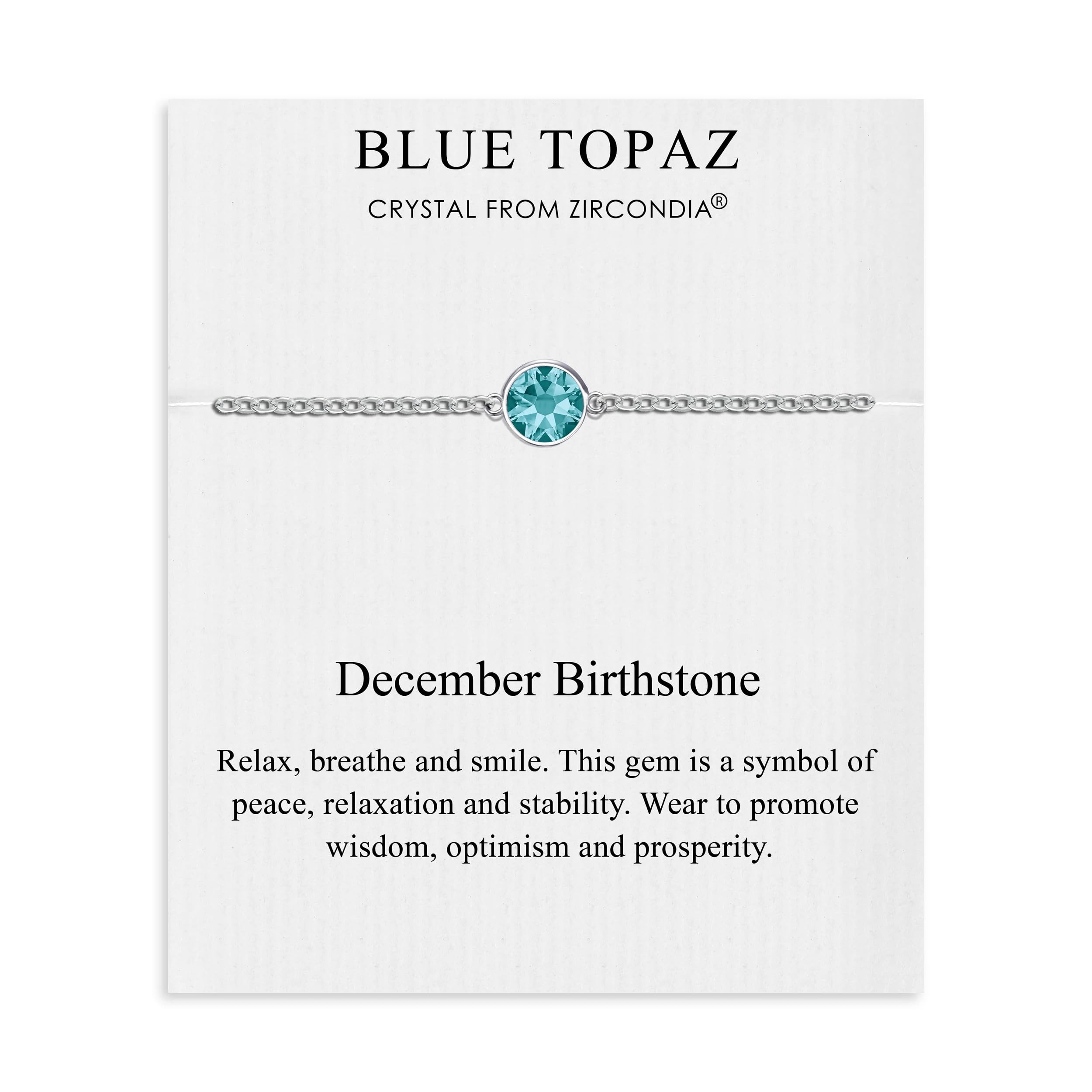Philip Jones December (Blue Topaz) Birthstone Anklet Created with Zircondia® Crystals