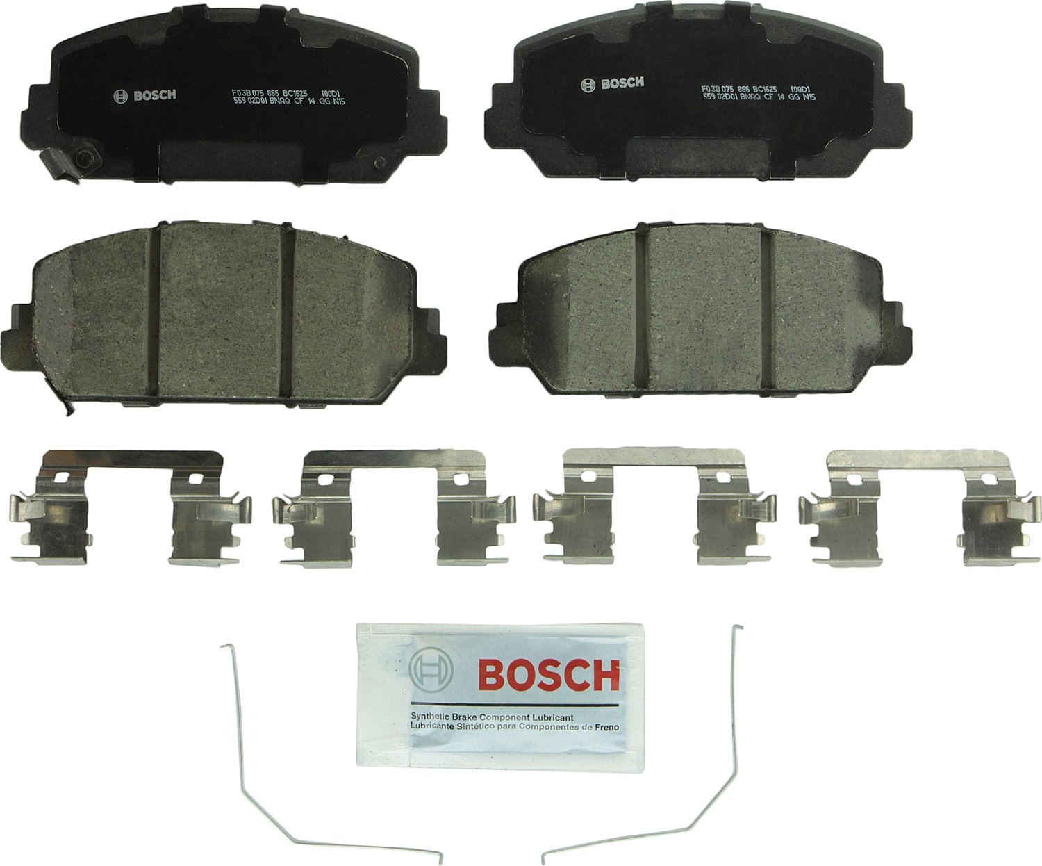 Photo 1 of BOSCH BC1625 QuietCast Premium Ceramic Disc Brake Pad Set - Compatible with Select Acura ILX, RDX, RLX; Honda Civic; FRONT