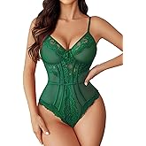 Avidlove Women Sexy Lingerie Sheer Lace Bodysuit V Neck Teddy Lingerie One Piece Mini Babydoll