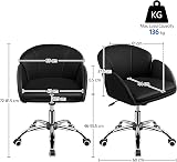 Yaheetech Faux Leather Desk Chair Velvet Flower Armrest Swivel Black view 3