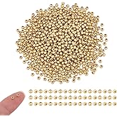 UNICRAFTALE About 1000pcs 18K Gold Plated Spacer Beads Round Spacer Beads Stainless Steel Beads Tiny Loose Beads Smooth Beads 3mm Small Bracelet Beads for DIY Necklace Bracelet Jewellery Making