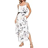 AUSELILY Womens Summer Dresses 2025 Adjustable Strappy Beach Sundress Casual Midi Dress with Pockets