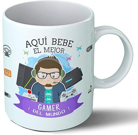 Planetacase Taza Desayuno Aquí Bebe el Mejor Gamer del Mundo ...