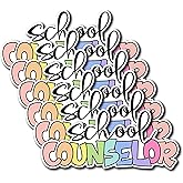 Pack 6PCS School Counselor Stickers Counseling Teacher Colorful Vinyl Waterproof Decals Decor Laptop Phone Case Water Bottle Tumbler Notebook Teachers Day Gifts for Men Women