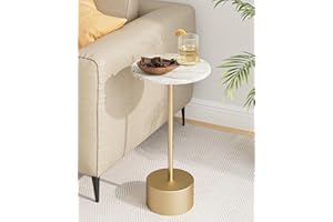 Aienvey Drink Table Pedestal, Round Side Table, Drink Tables for Small Spaces, Pedestal End Table, Small Pedestal Table (Gold)