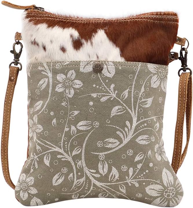 Quill Upcycled Canvas & Cowhide Small Crossbody Bag S-1455