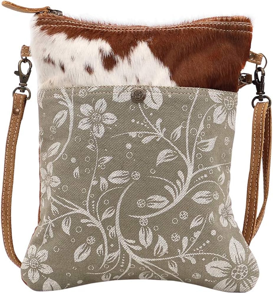 Myra Bag Quill Upcycled Canvas & Cowhide Small Crossbody Bag S1455