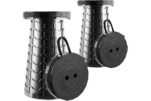 Doseno Upgraded Foldable Stool Thickened Set of 2, Portable Collapsible Stool Retractable Stool, Foldable Portable Collapsible Chair for Fishing, Hiking Tours, BBQ, Parties, Outdoor Activities (Black)