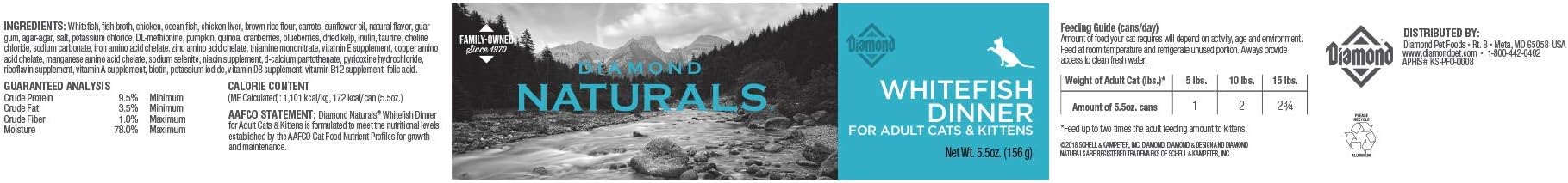 Amazon Com Diamond Naturals Real Whitefish Wet Cat Food Dinner Premium Canned Wet Pate Made With Protein Superfoods Like Pumpkin For Adult Cats And Kittens 5 5oz Case Of 24 Pet Supplies