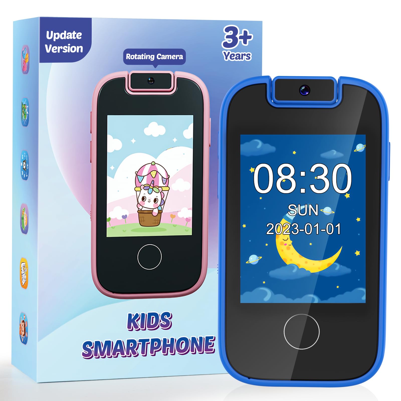 Kids Smart Phone for Boys, Christmas Birthday Presents Gifts for 3 4 5 6 7 8 years old Boys, Touchscreen Kid Toy Phone MP3 Music Player with Dual Camera, Toys for girls age 3-8 with 8G SD Card