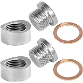 O2 Sensor Bung Weld in with Plug, 2 Sets M18-1.5 O2 Bung Plug for 3" Pipe | 304 Stainless Steel Oxygen Sensor Bungs with Copper O-Ring, Exhaust Weld-In Bung Plug for Car, Motorcycle