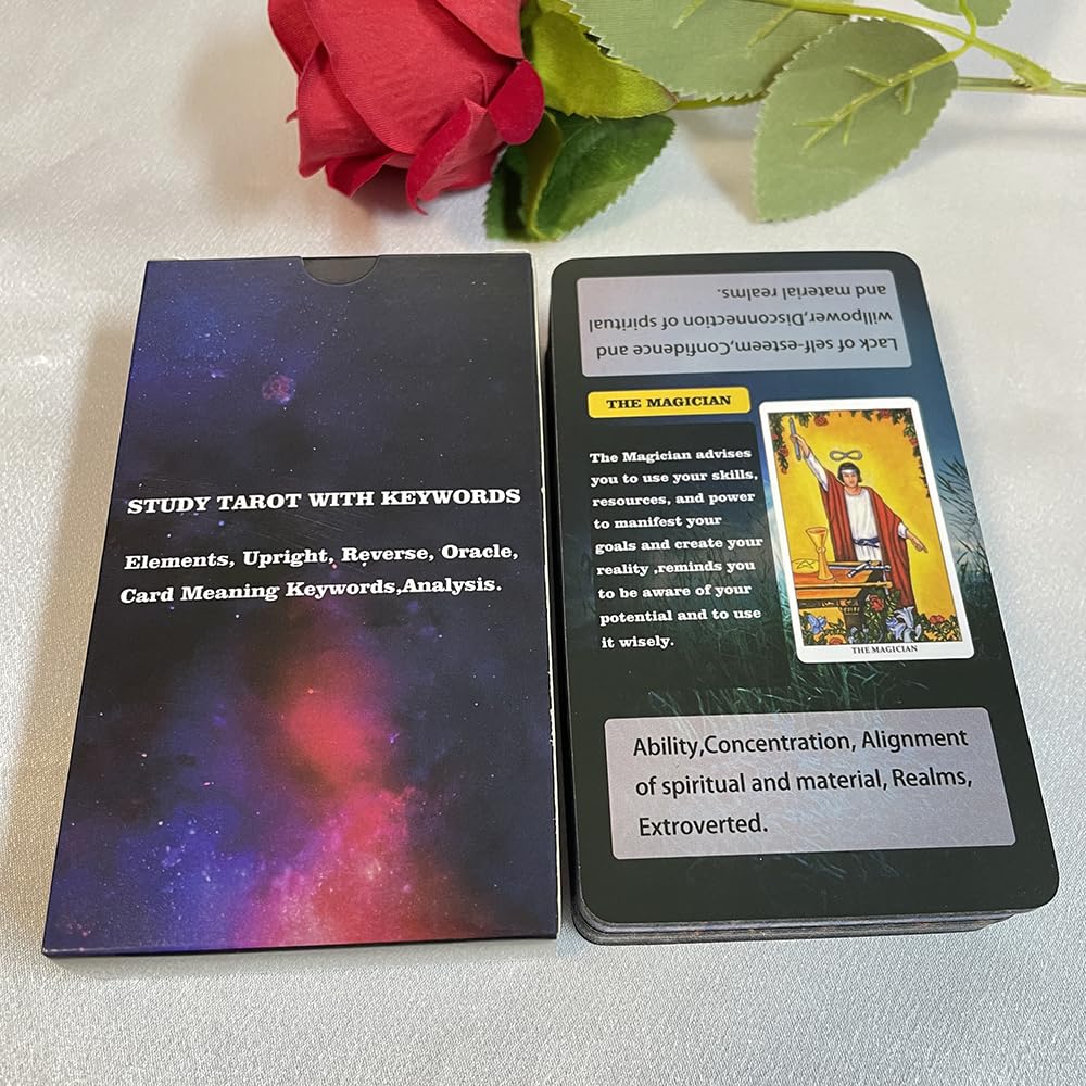 Tarot Deck Set, Tarot Cards for Beginners, Classic Tarot Cards with Meanings on Them