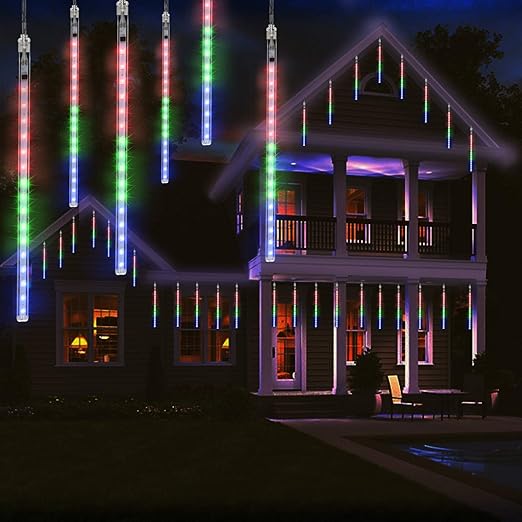 AveyLum LED Meteor Shower Rain Lights 30cm 8 Tubes RGB Falling Rain