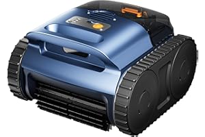 RERIOU Cordless Robotic Pool Vacuum, Pool Cleaner with Track Drive & Sonar Navigation, 180W Brushless Motor, Wall & Waterline Climbing, 150-Min Runtime, for Inground & Above-Ground Pools up to 2150 Sq. Ft.