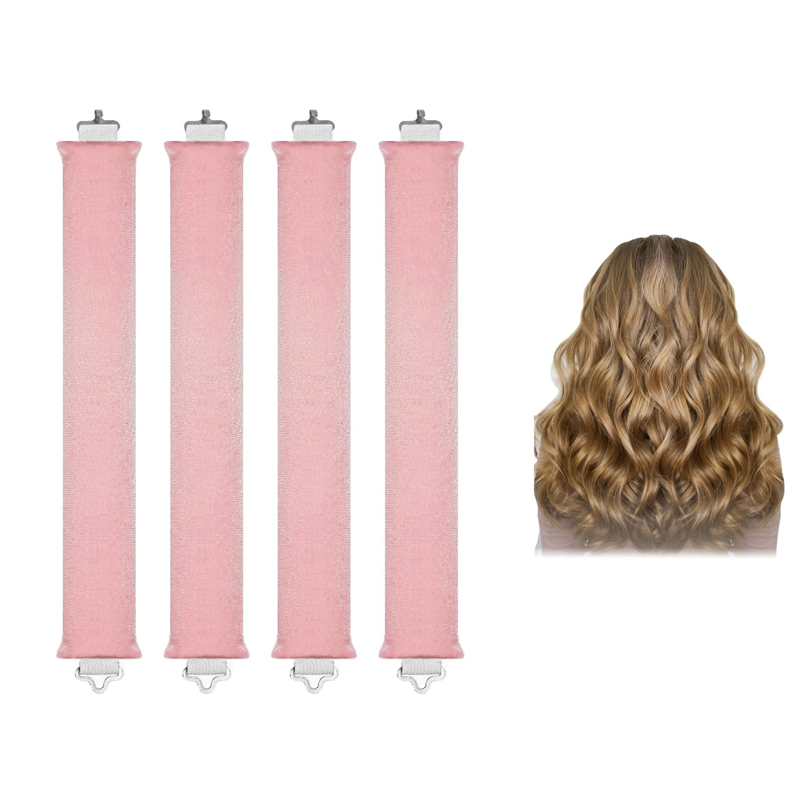 4 PCS Heatless Curlers Set, Heatless Curling Rod Overnight Heatless Hair Curlers Soft Hair Roller Rods with Hook Heatless Curling Set Overnight Curls Hair Curlers