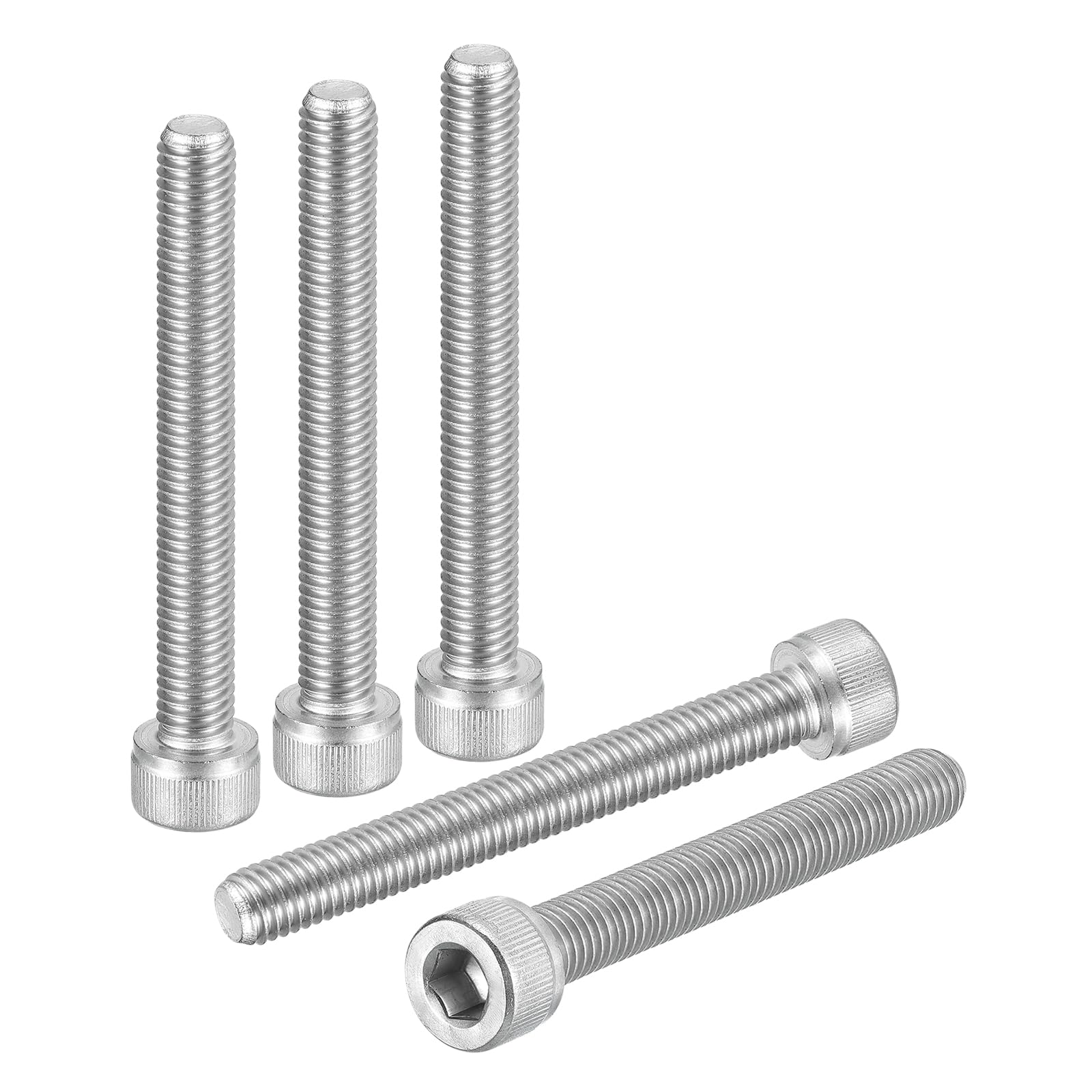 DTGN M8-1.25x60 Socket Head Cap Screws Bolts - 5Pack - Good for Road Bicycle, Mountain Bike, Auto, Motorcycle - 304 Stainless Steel Hex Head Metric Screws - Silver