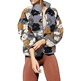 Aoang Floral Fleece Jacket Button Down Shacket Casual Sherpa Coats Warm Outwear