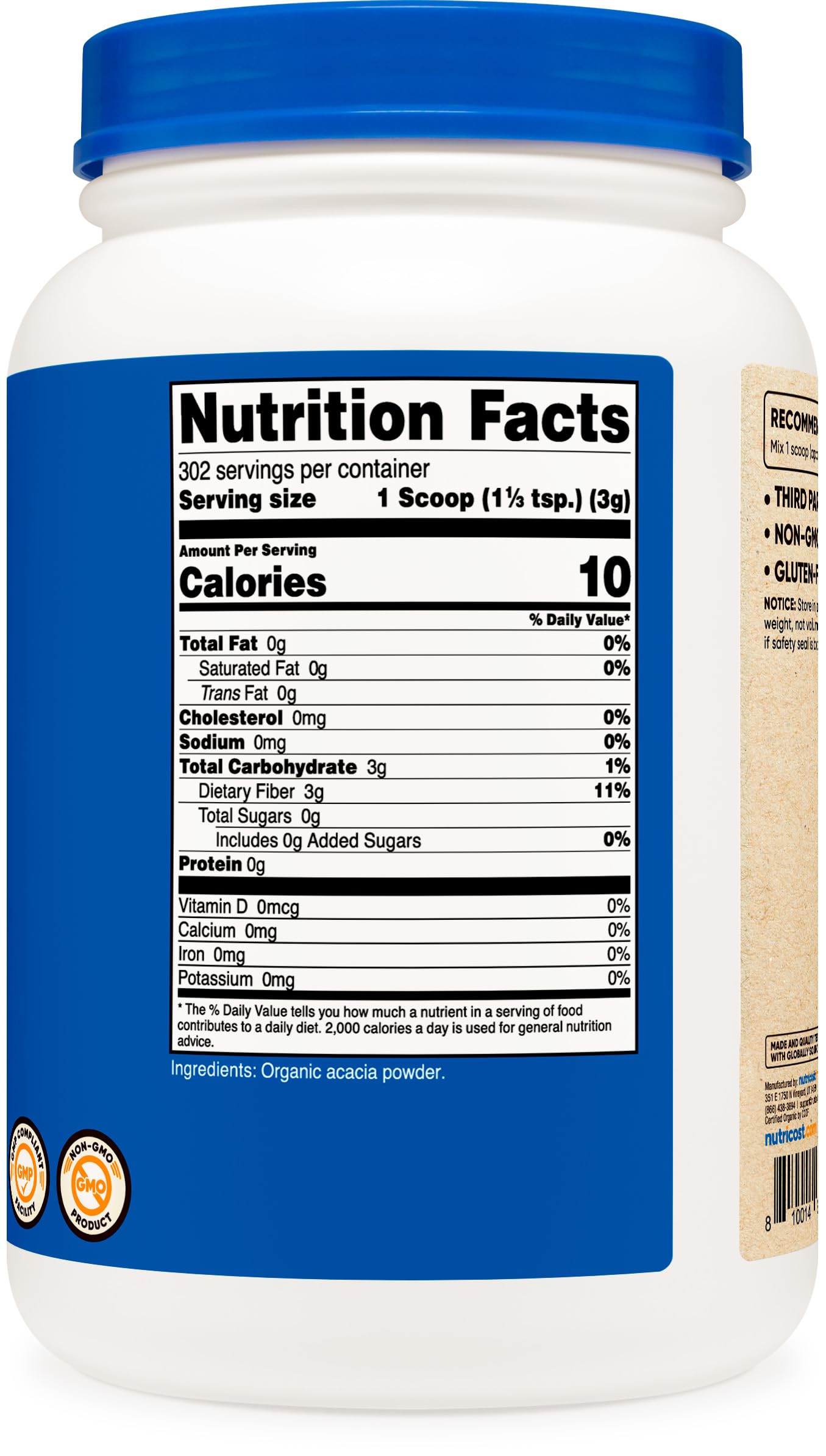 Nutricost Organic Acacia Fiber Powder (2 LB) - USDA Certified Organic, Non-GMO, Gluten Free