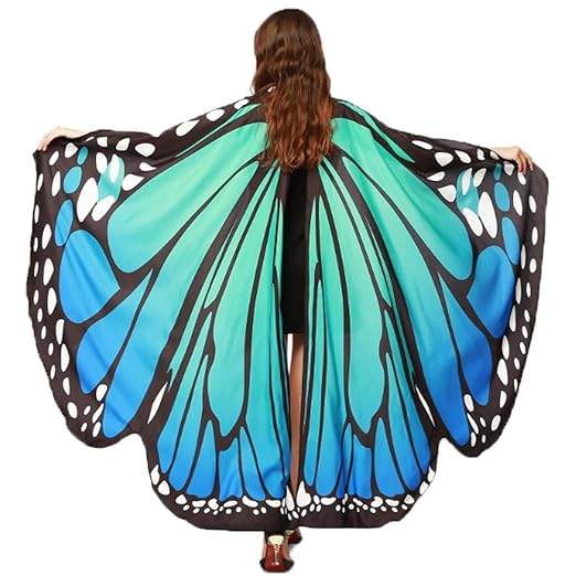 Halloween/Party Prop Soft Fabric Butterfly Wings Shawl Fairy Ladies Nymph Pixie Costume Accessory (Blue Green)