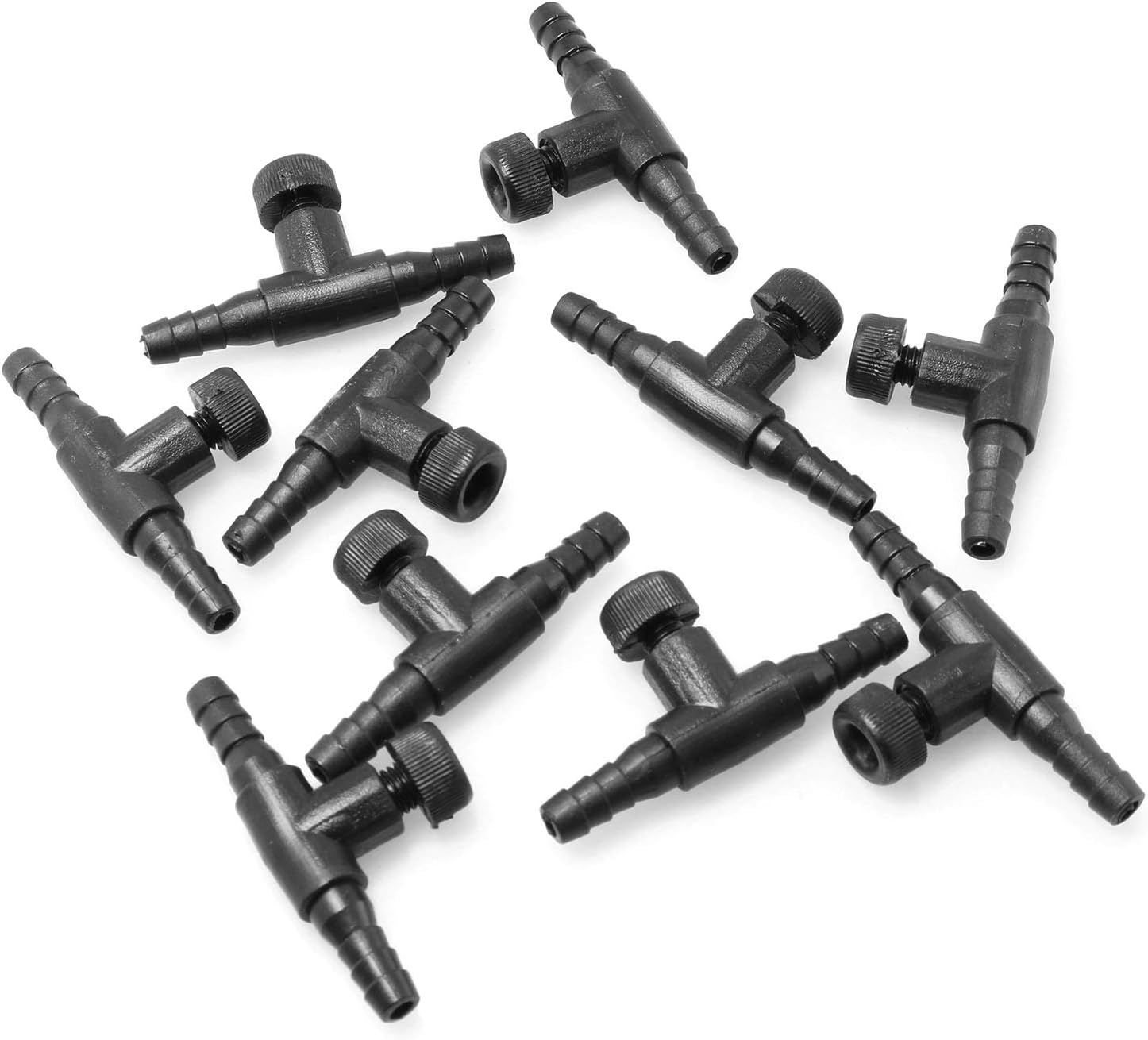 DGZZI T Shaped Control Valve 10PCS Black Plastic Aquarium