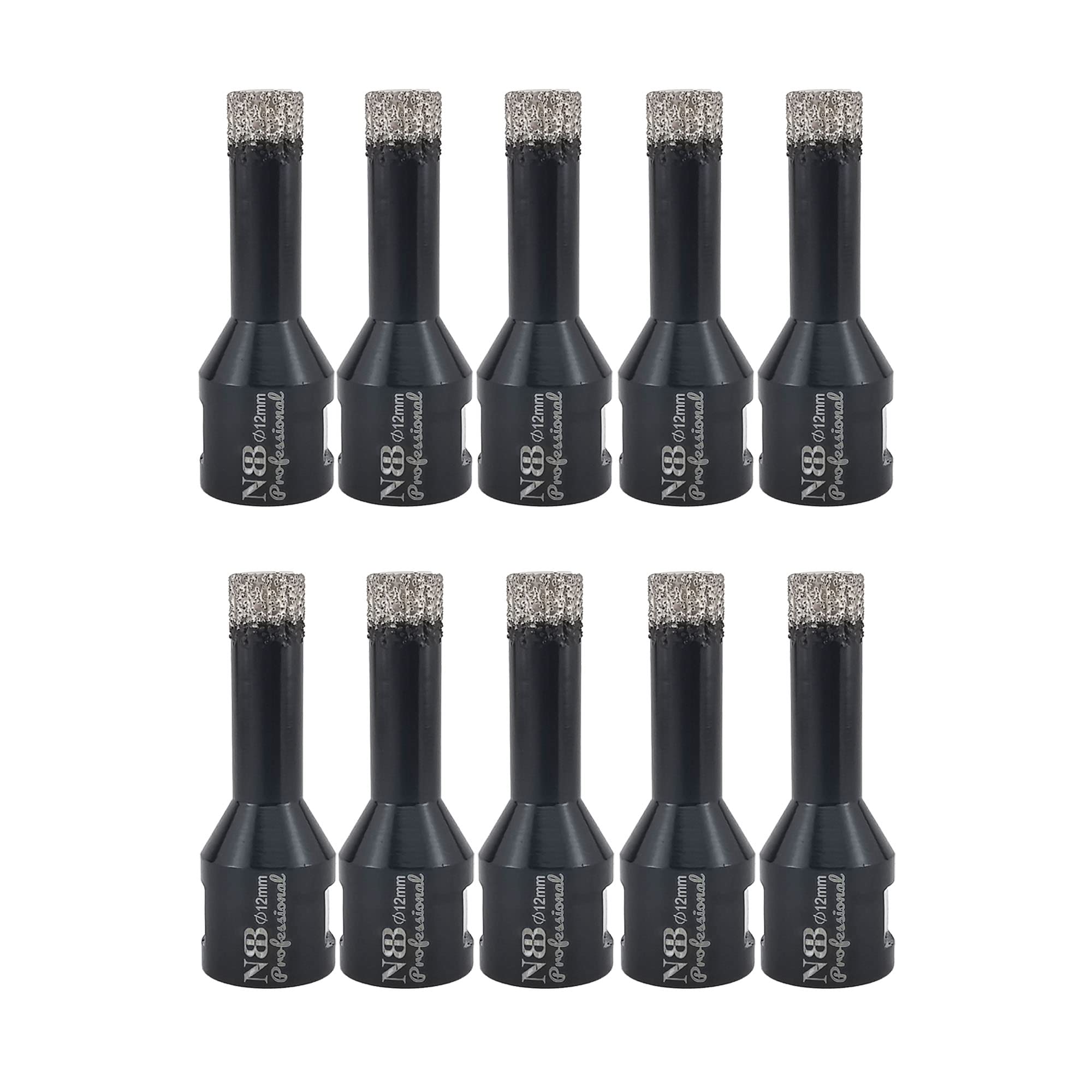 NBB Vacuum brazed Diamond Hole Saw with M14, for Dry or Wet Drilling Professionally on Hard Porcelain, Ceramic, Tile, Granite, Marble, Fast, Durable, for Angle Grinder (12mm x10pcs) — image 1